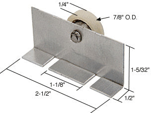 7/8" Nylon Flat Edge Shower Door Roller Assembly with 1-1/8" Screw Slots